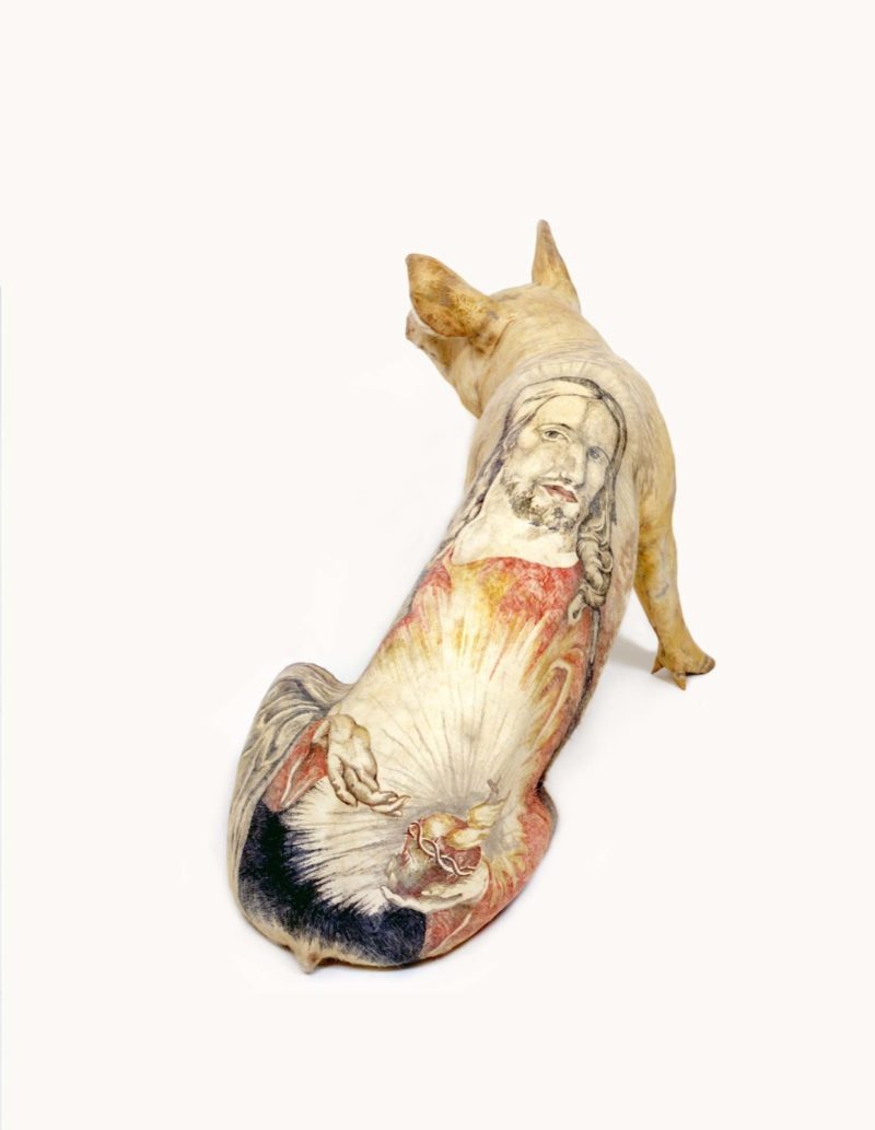 Wim Delvoye - Rex, 2006, stuffed tattooed pig, 70x113x70cm