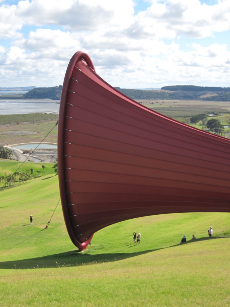 Anish Kapoor – Dismemberment, Site 1, 2009, mild steel tube and tensioned fabric. Each end 25x8m, length 85m, Gibbs Farm, Kaipara Harbour, New Zealand