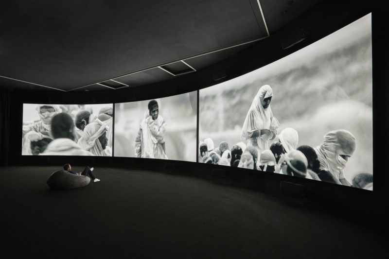 Installation view of Incoming by Richard Mosse, NGV Triennial, National Gallery of Victoria, 2017