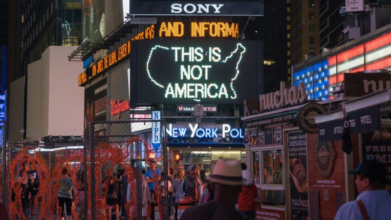 Alfredo Jaar - A Logo for America, 1987:2014, Times Square, New York, 2014