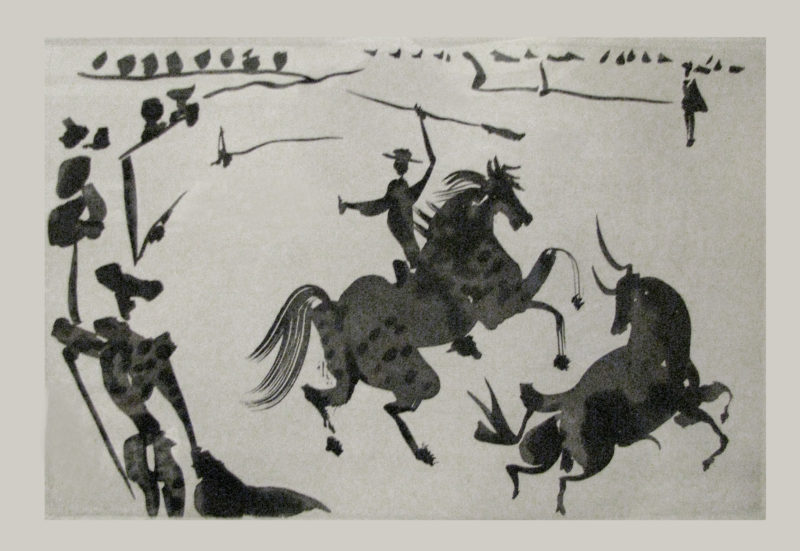 Pablo Picasso - La Tauromaquia. Spearing a Bull, Plate XXVI, 1959. Aquatint. edition of 250