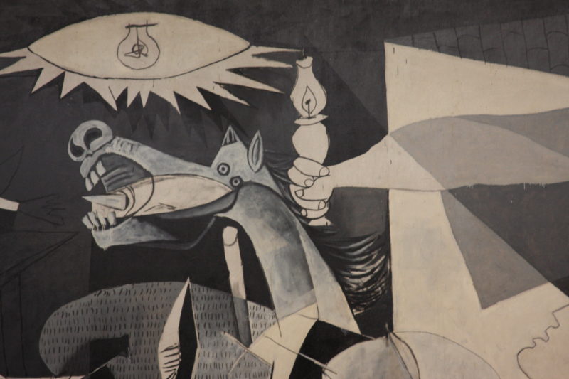 Pablo Picasso – Guernica (detail), 1937, oil painting on canvas, 3.49 x 7.77m, installation view, Museo Reina Sofía, Madrid, Spain
