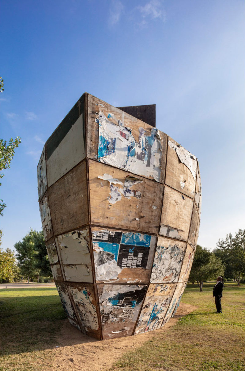 Mark Bradford - Mithra, 2008, mixed media, dimensions variable, installation view, Calling to Our Future - LA Climate Art Action, Los Angeles State Historic Park, Los Angeles CA, 2022