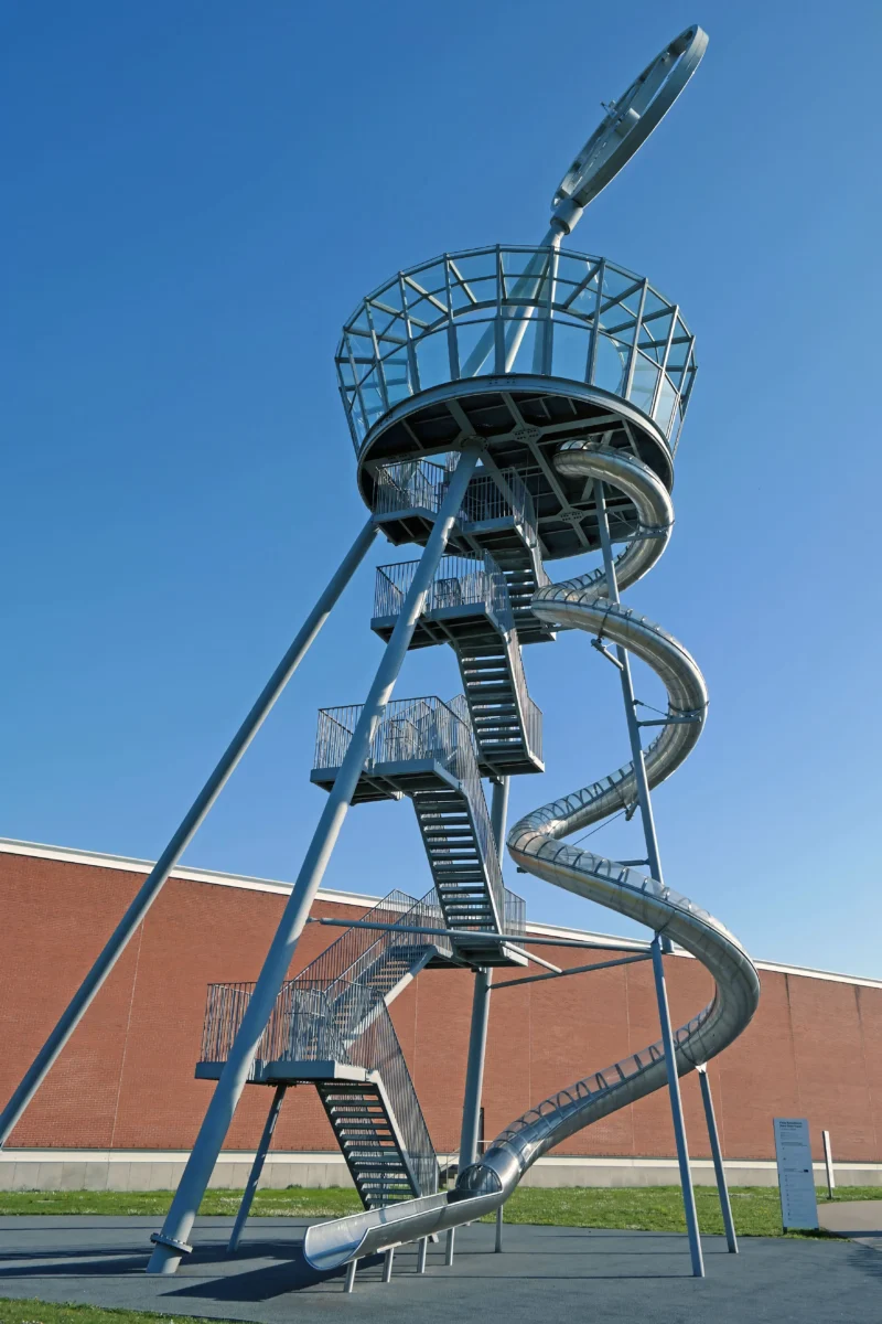 Carsten Höller – Vitra Slide Tower, 2014, installation view Vitra Campus, Weil am Rhein, Germany