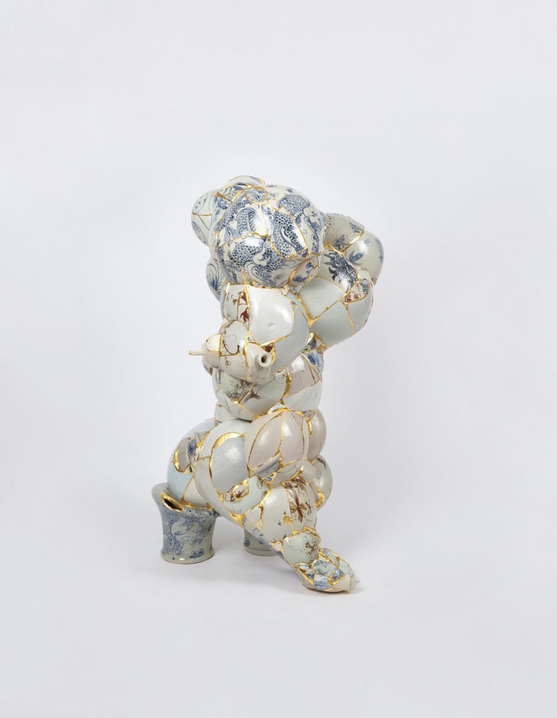 Yeesookyung - Translated Vase, 2010, ceramic trash, epoxy, 24 karat gold leaf 135 x 85 x 85 cm