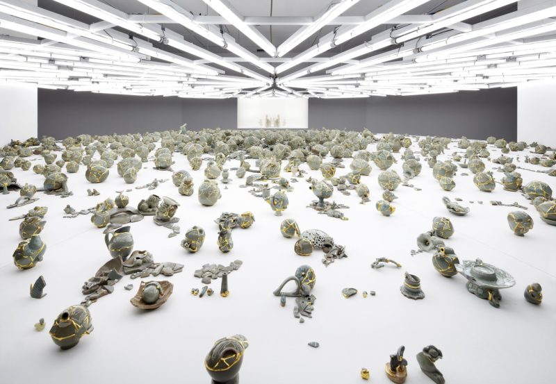 Yeesookyung - Translated Vase Thousand, 2012. Ceramic shards, epoxy, 24K gold leaf. Dimensions variable, Korea Artist Prize, National Museum of Contemporary Art, Korea