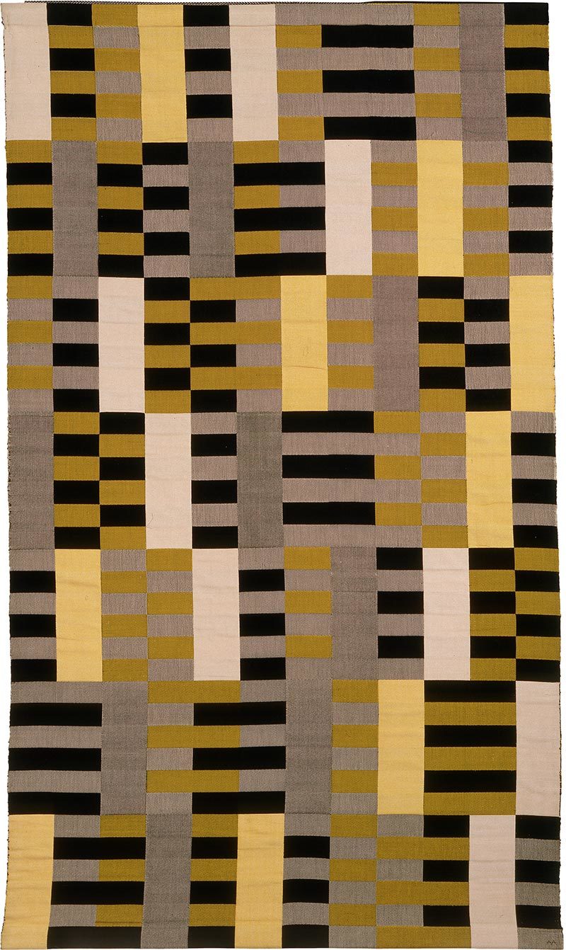 Anni Albers - Black White Yellow, 1926:1964, silk and rayon 80 × 47 in. (203 × 119 cm)