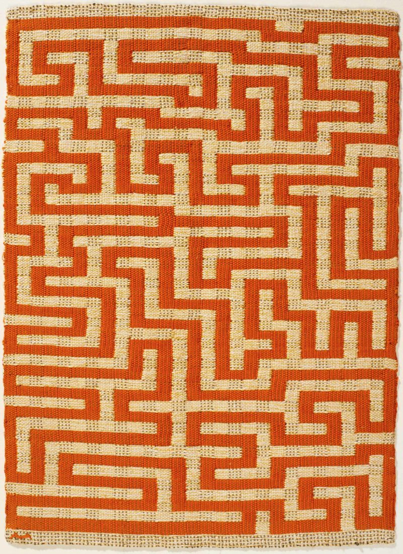 Anni Albers - Red Meander, 1954, linen and cotton, 52 × 37.5 cm