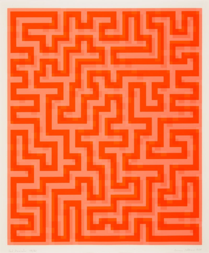 Anni Albers - Red Meander, serigraph, 1969, 50.8 x 41.9 cm