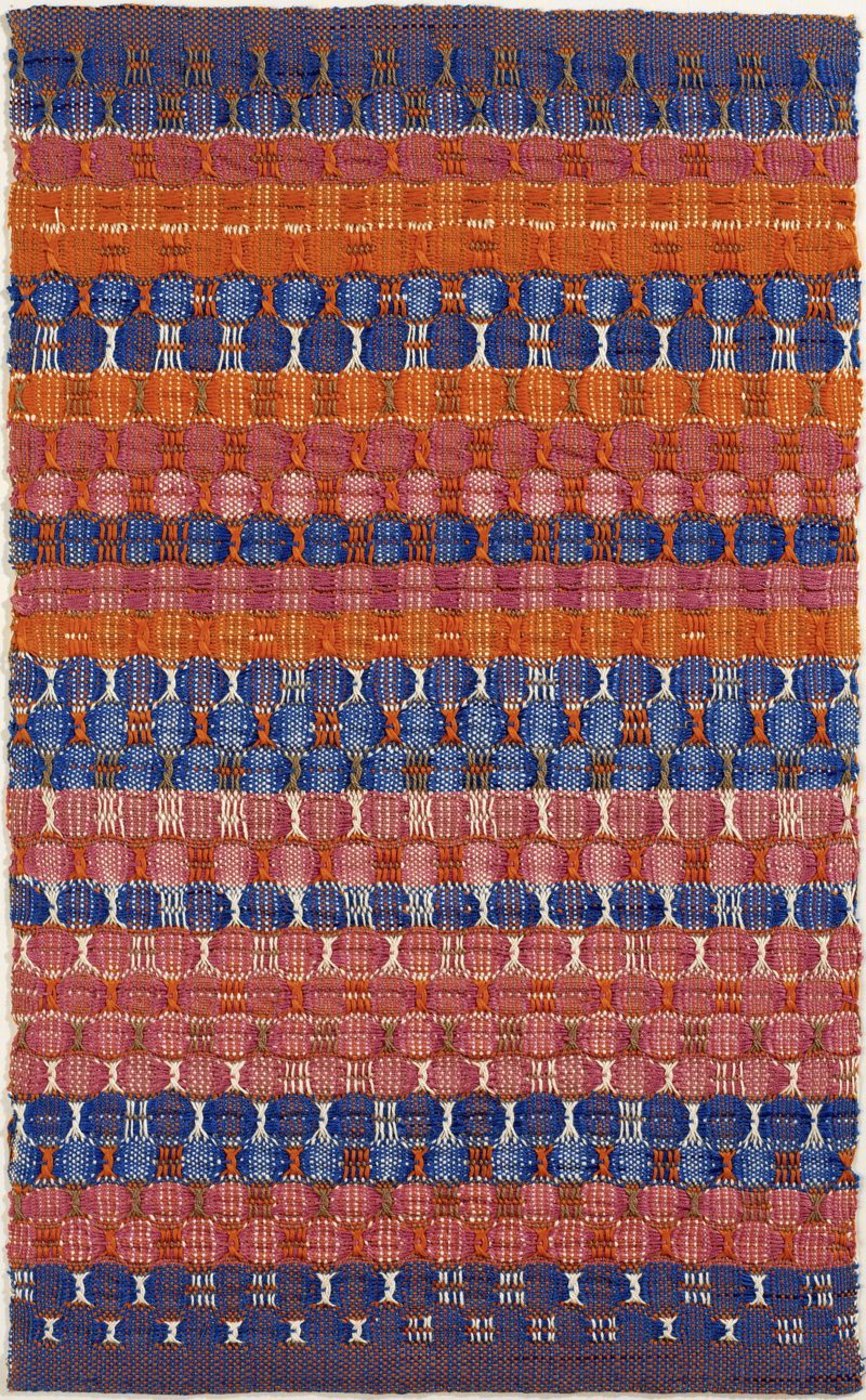 Anni Albers - Red and Blue Layers, 1954, Cotton, 61.6 x 37.8 cm.