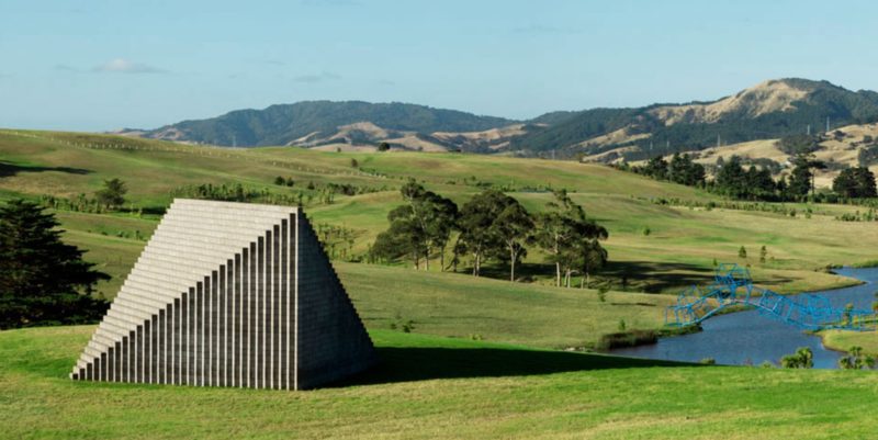 Sol LeWitt - Pyramid (Keystone NZ), 1997, Standard concrete blocks, 7.75 x 16 x 16m, Gibbs Farm sculpture park, Makarau, New Zealand