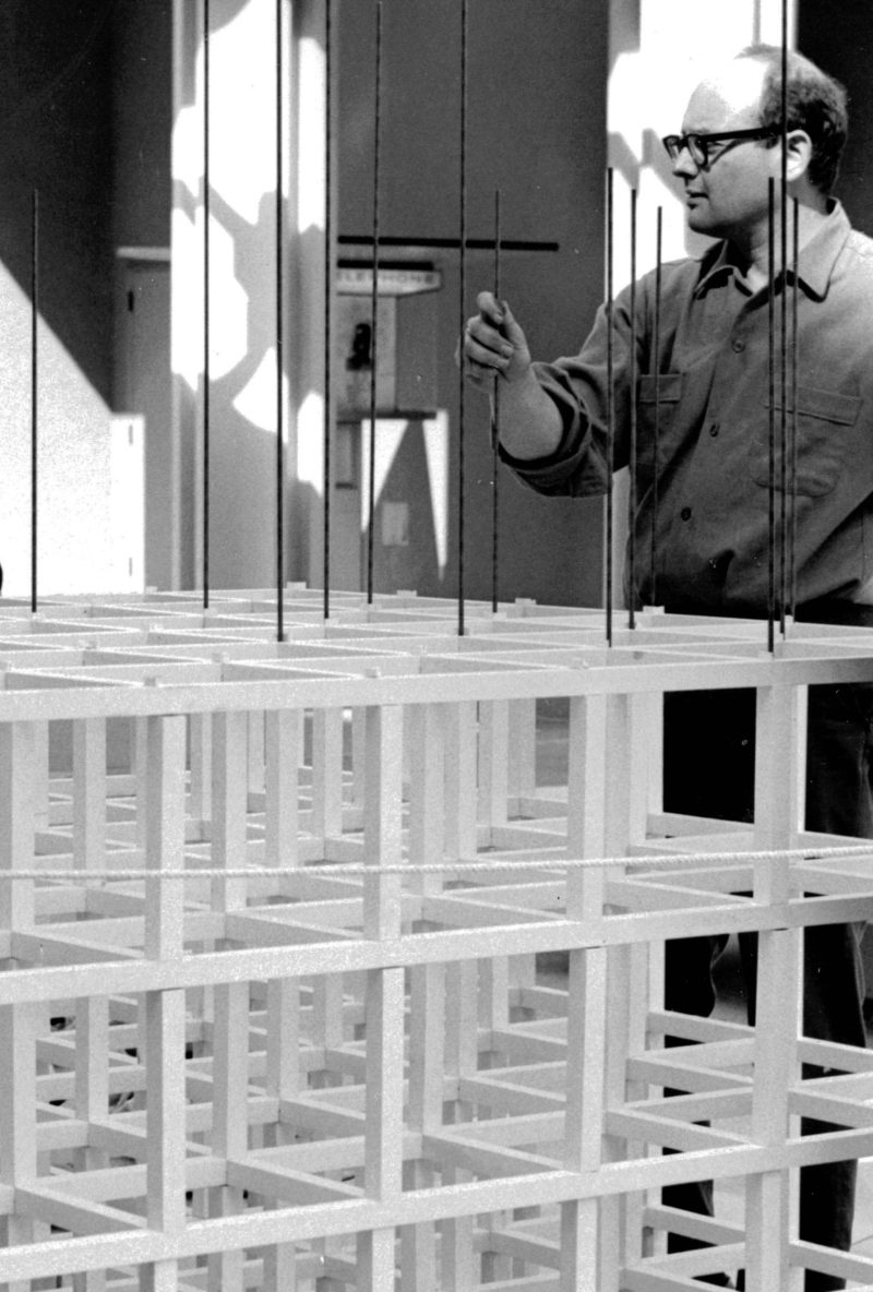 Sol LeWitt portrait with sculpture