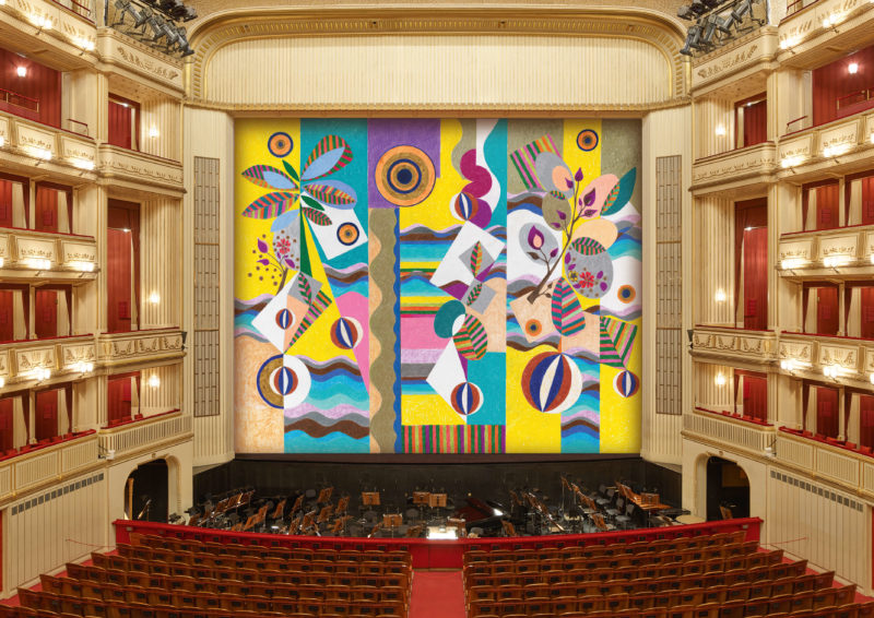 Beatriz Milhazes, 2021, Eiserner Vorhang (Iron Curtain) 2021-2022, Vienna State Opera, Vienna, Austria