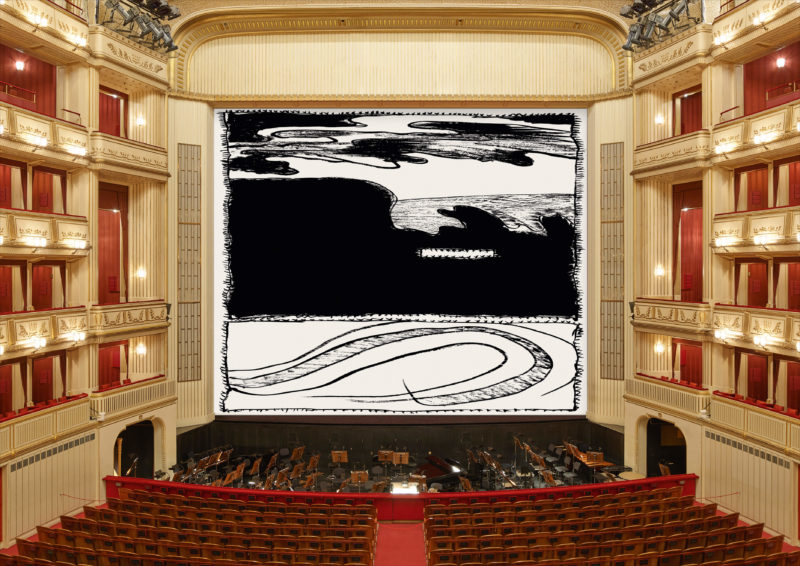 Pierre Alechinsky - Loin d'ici (Far from here), 2018, Eiserner Vorhang (Iron Curtain) 2018-2019, Vienna State Opera, Vienna, Austria