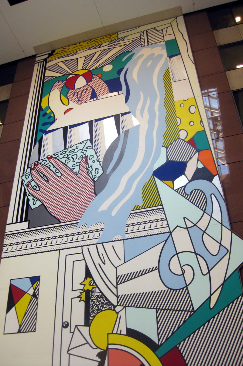 Roy Lichtenstein - Mural with Blue Brushstroke, 1986, 2070 cm × 990 cm (810 in × 390 in), AXA Center, 787 Seventh Avenue, New York City