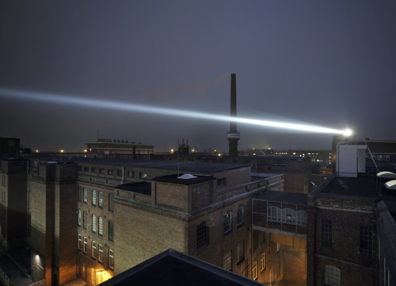 Anthony McCall - Crossing the Elbe, 2013, installation view at Sammlung Falckenberg, Hamburg, Germany