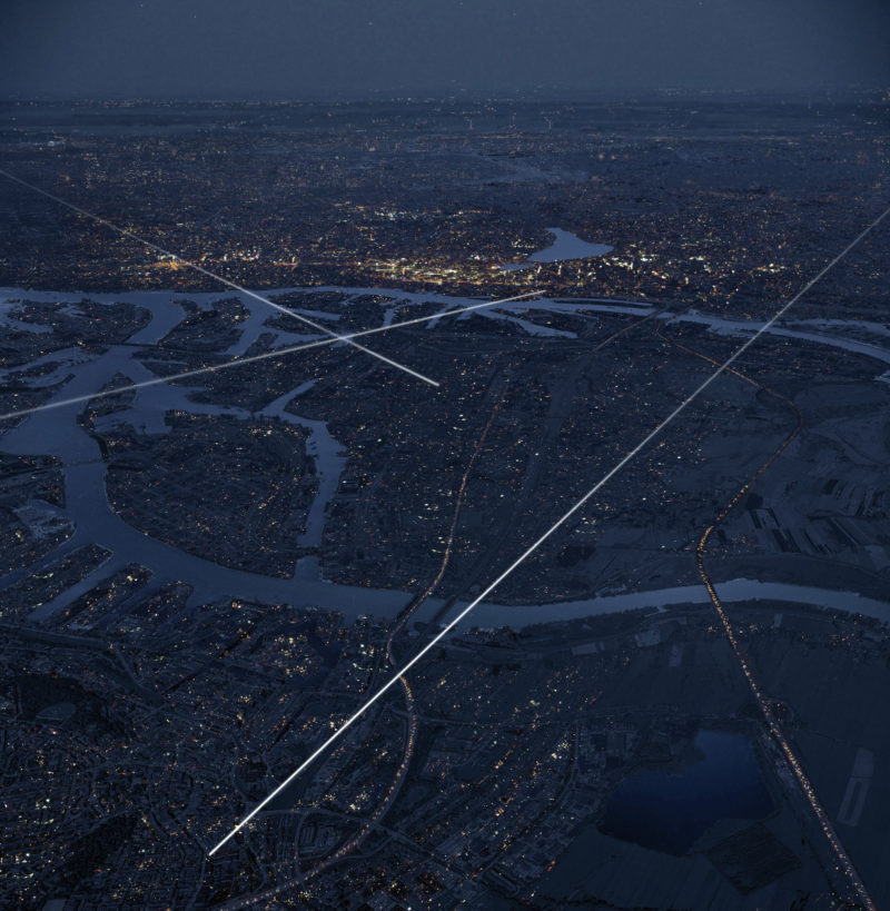 Anthony McCall - Crossing the Elbe, 2013, rendering