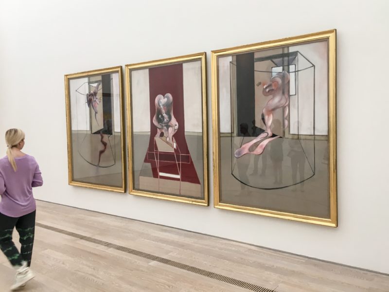 Francis Bacon - Triptych Inspired by the Oresteia of Aeschylus, 1981, Oil on canvas, Triptych, Each panel 78 x 58 in. (198 x 147.5 cm) installation view