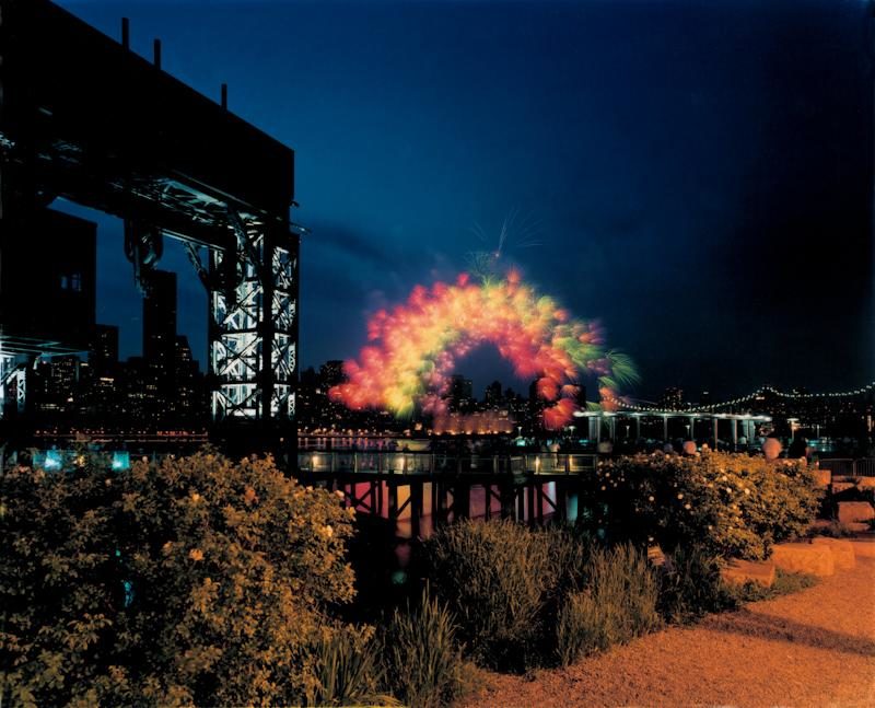 Cai Guo-Qiang - Transient Rainbow, 2002, opening of MoMA QNS, New York City