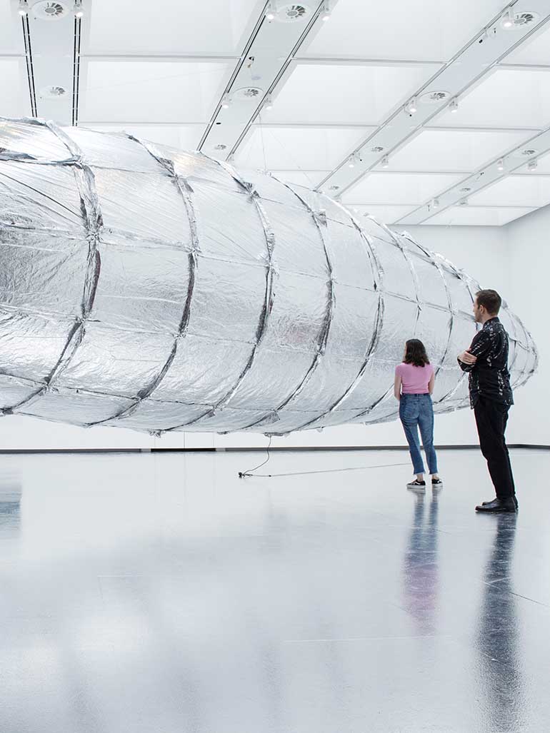 Lee Bul's shiny, giant metal Zeppelin invades museums