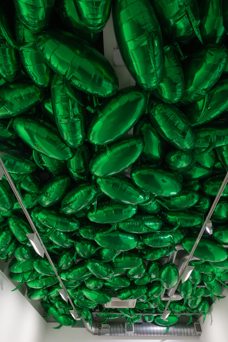 Philippe Parreno - Speech Bubbles (Green), 2015, 1,500 Mylar balloons, helium, mould of balloons, certificate, 68.0 × 109.0 × 25.0 Size (cm), Hong Kong Art Basel 2016