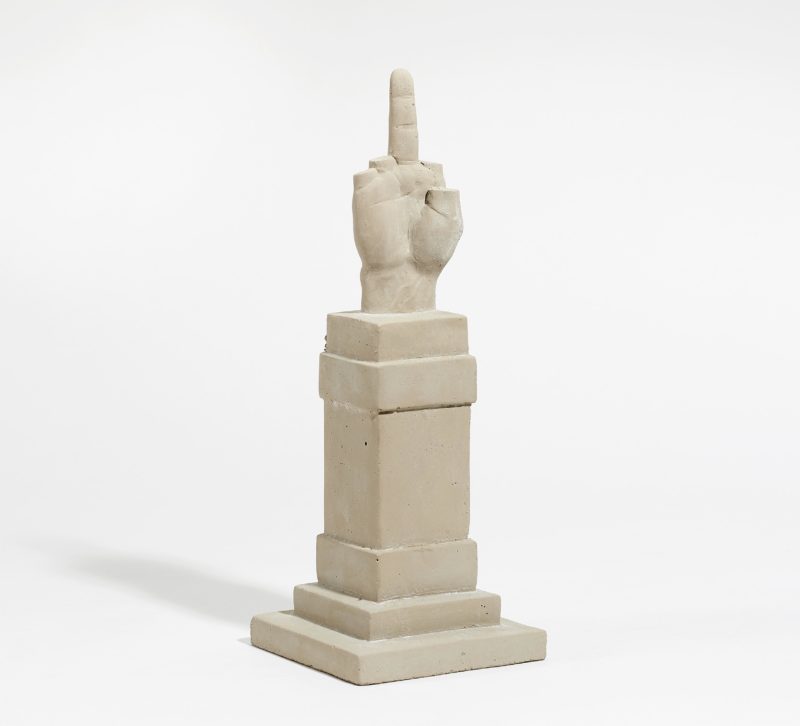 Maurizio Cattelan - L.O.V.E., 2014. Beton 39,5 x 14,5 x 14,5cm, 1-28 scale reproduction of L.O.V.E. by Maurizio Cattelan installed in 2010 in Piazza Affari Milan - Italy 1