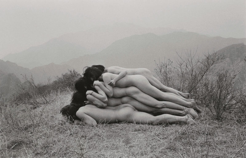 Zhang Huan - To Add a Meter to an Anonymous Mountain, 1995, black and white photograph, 65.4 x 102.9 cm. (25 3:4 x 40 1:2 in.), edition of 15