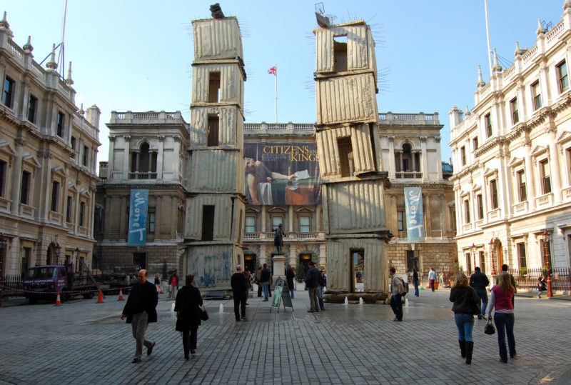 Anselm Kiefer - Jericho, reinforced concrete and lead, 17.5m & 15m high, installation view, courtyard of the Royal Academy, London, 2007