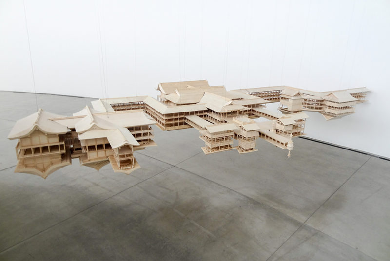 Takahiro Iwasaki - Reflection Model (Itsukushima), 2013-2014. Dimension variable. Plywood, Cypress, Wire, Aomori Contemporary Art Centre, Aomori