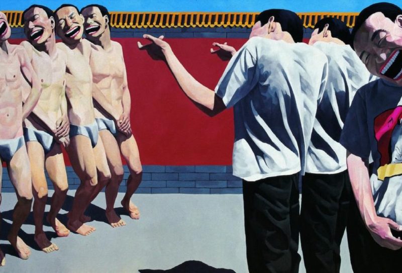 Yue Minjun - Great joy, 1993, oil on canvas, 182.4 x 251.9 cm. (71.8 x 99.2 in.)
