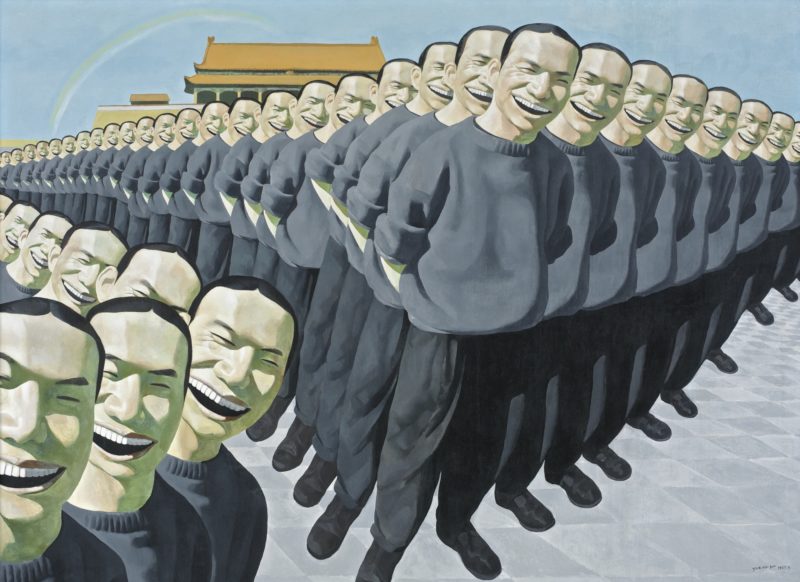 Yue Minjun - Great joy, 1993, oil on canvas, 182.4 x 251.9 cm. (71.8 x 99.2 in.)