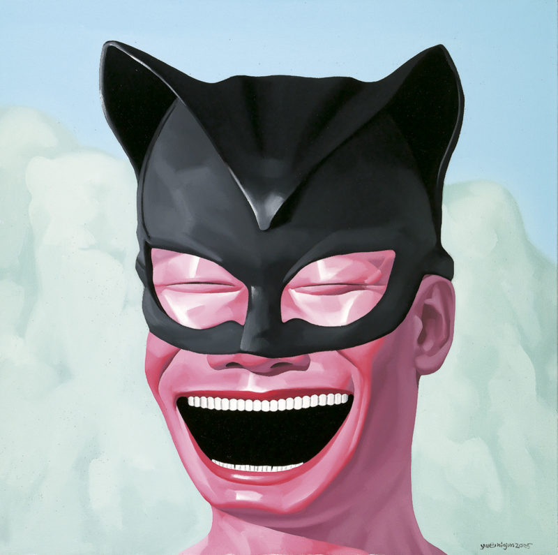 Yue Minjun - Hat Series - Cat Woman, 2005, oil on canvas , 80 x 80 cm. (32 x 32 in.)