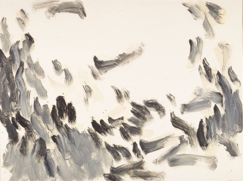 Lee Ufan (이우환) – With Winds (1989), Mineral pigment, oil on canvas, 194.2 x 259 cm