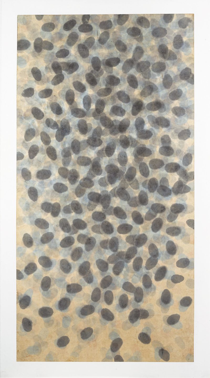 Quac In-sik 곽인식 – Untitled, 1980, colored ink on Japanese paper mounted on canvas, 208 x 116 cm