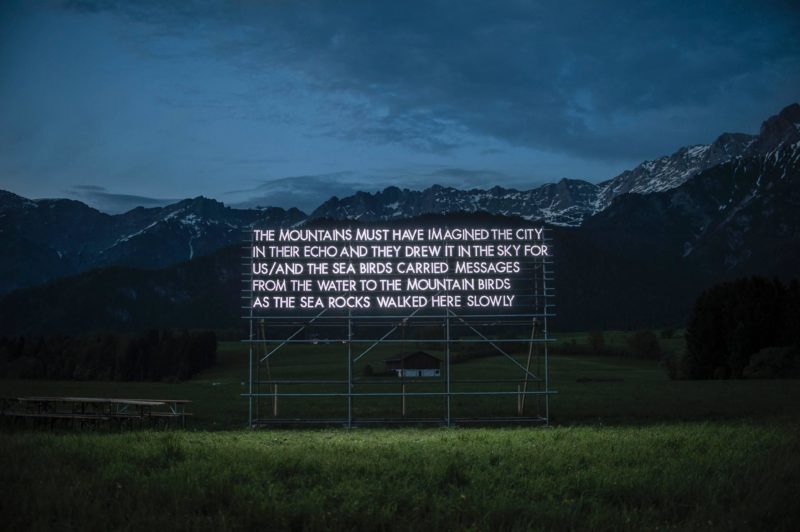 Robert Montgomery - Leogang Poem, Austrian Alps, 2015, The Mountains Must Have Imagined The City