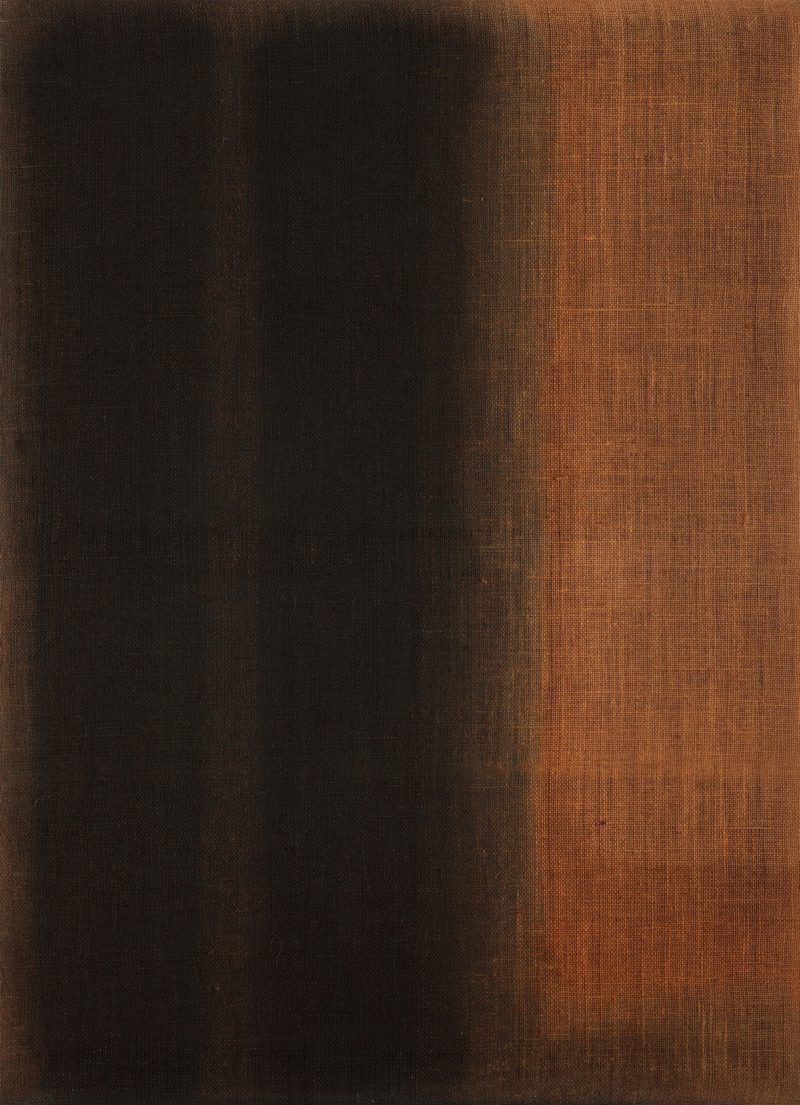 Yun Hyong-keun (윤형근) – Umber-Blue, 1975, oil on hempen-cloth, 100.3 x 73 cm