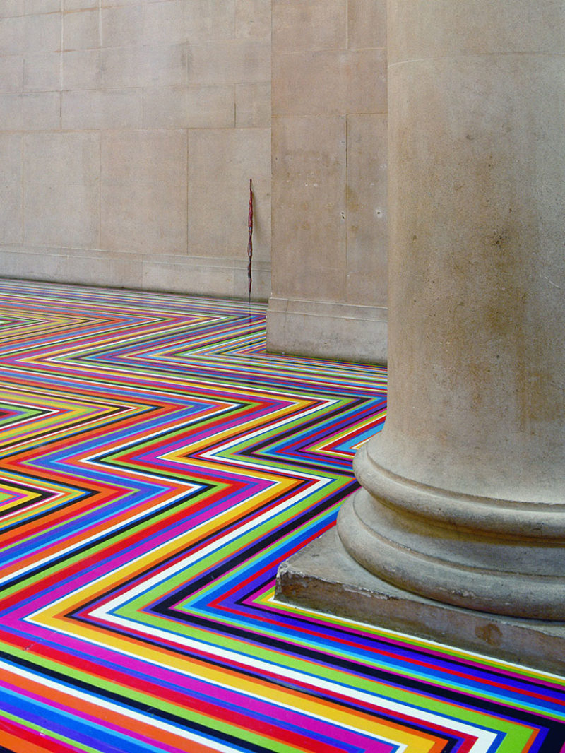 See how Jim Lambie’s hypnotic floor installations transform rooms
