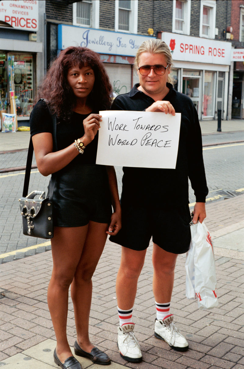 Gillian Wearing - Work towards world peace from Signs that say what you want them to say and not Signs that say what someone else wants you to say, 1992-1993