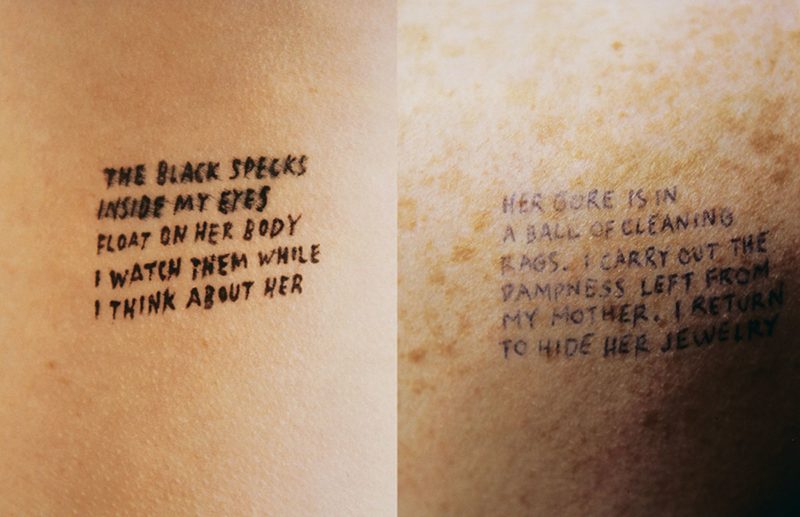 Jenny Holzer - Lustmord - The black specks inside my eyes float on her body I watch them while I think about her, 1993-1994, ink on skin