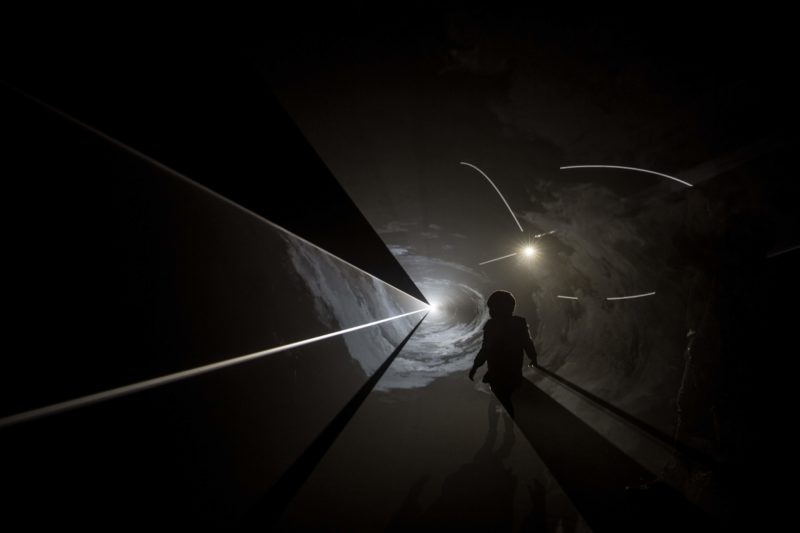 Anthony McCall - Face to Face IV, 2013, installation view, Dark Mofo 2015, Macquarie Point, Museum of Old and New Art, Hobart, June 2015