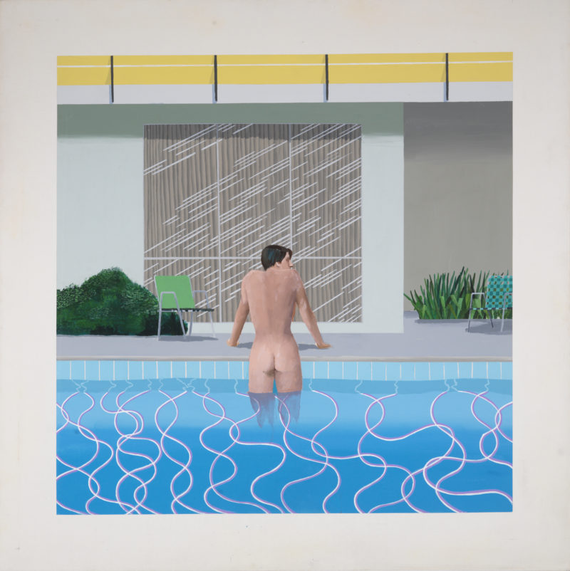 David Hockney - Peter Getting our of Nick’s Pool, 1966, acrylic on canvas 213.4 x 213.4 cm (84 x 84 in)