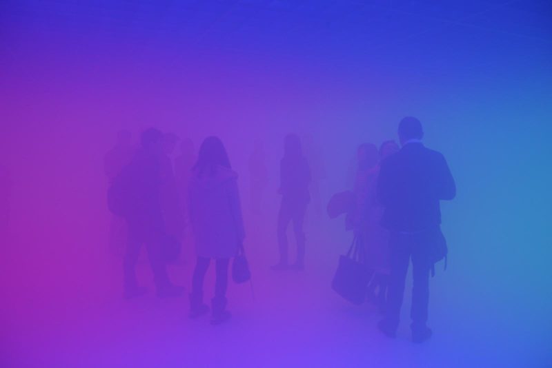 Olafur Eliasson - Feelings are facts, 2010, Fluorescent lights (red, green, blue), aluminium, steel, wood, ballasts, haze machines, Ullens Center for Contemporary Art, Beijing, 2010