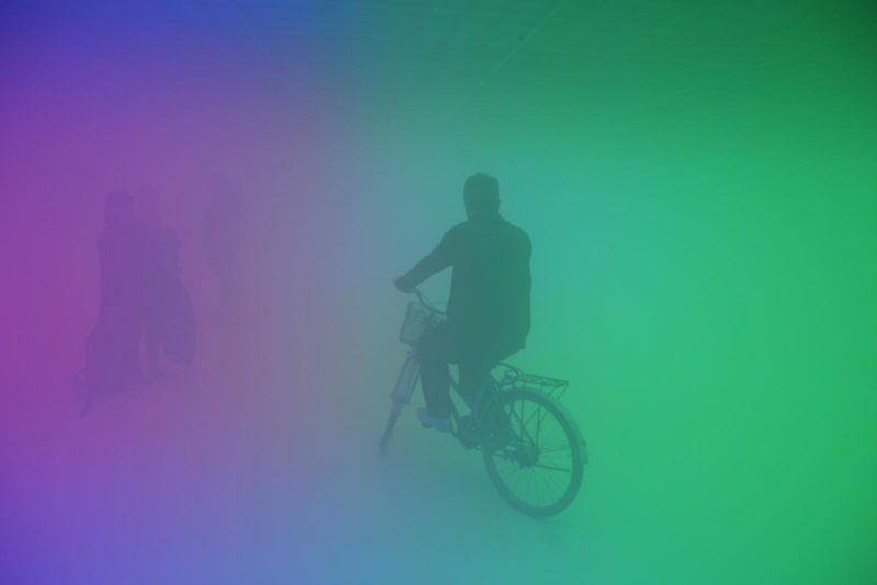 Olafur Eliasson - Feelings are facts, 2010, Fluorescent lights (red, green, blue), aluminium, steel, wood, ballasts, haze machines, Ullens Center for Contemporary Art, Beijing, 2010