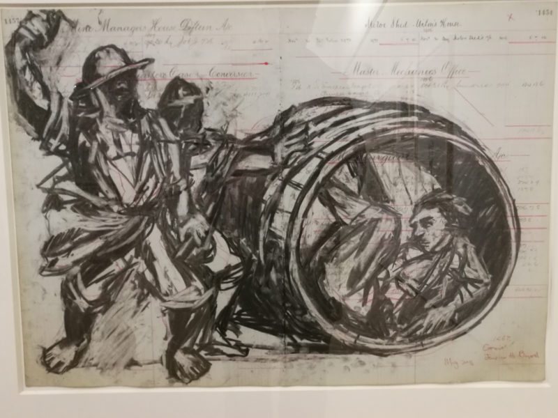 William Kentridge - Triumphs and Laments, 2014-2015, charcoal and pastel on paper, installation view, LaM Lille Metropole Musee d'art moderne, France, 2020