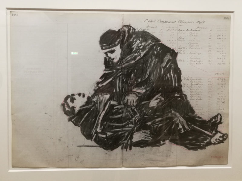 William Kentridge - Triumphs and Laments, 2014-2015, charcoal and pastel on paper, installation view, LaM Lille Metropole Musee d'art moderne, France, 2020