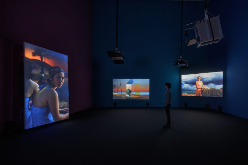 Yang Fudong - The Coloured Sky - New Women II, 2014, video installation, color, sound 15 min 48 sec., installation view, October 18, 2017 - March 11, 2018, Espace Louis Vuitton, Tokyo