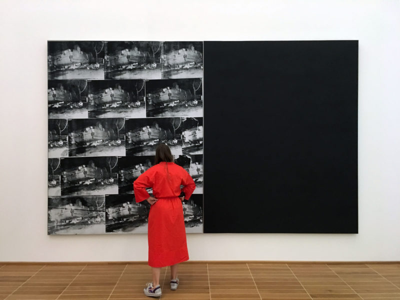 Andy Warhol - Black and White Disaster #4 (5 Deaths 17 Times in Black and White), 1963, acrylic, silkscreen ink and pencil on linen, installation view, Kunstmuseum Basel, 2018