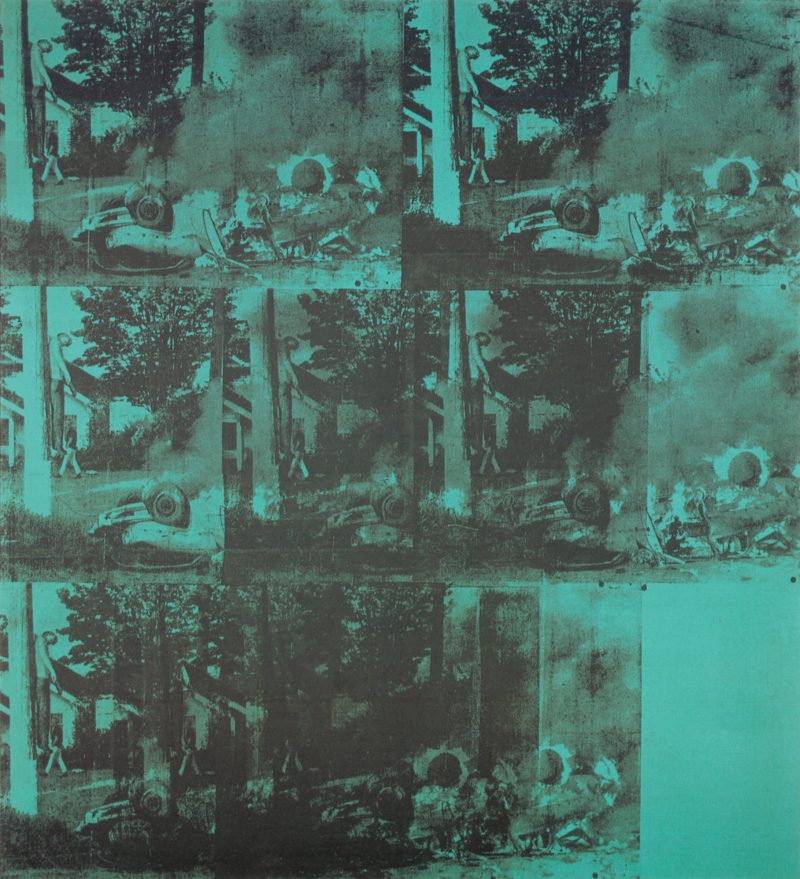 Andy Warhol - Green Car Crash, 1963 (detail), acrylic and silkscreen ink on linen, 90 x 80 inches (228.6 x 203.3 cm)