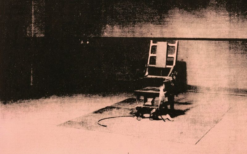 Andy Warhol - Little Electric Chair, 1964-1965, acrylic and silkscreen ink on linen, 55.9 x 71.1 cm (22 x 28 in)