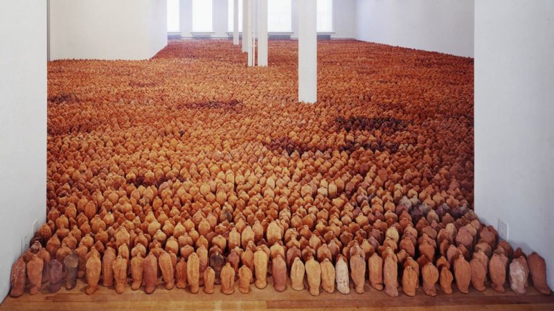 Antony Gormley – Field for the British Isles, 1993, terracotta, variable size- approx. 40 000 elements, each 8-26 cm tall Installation view, Tate Liverpool